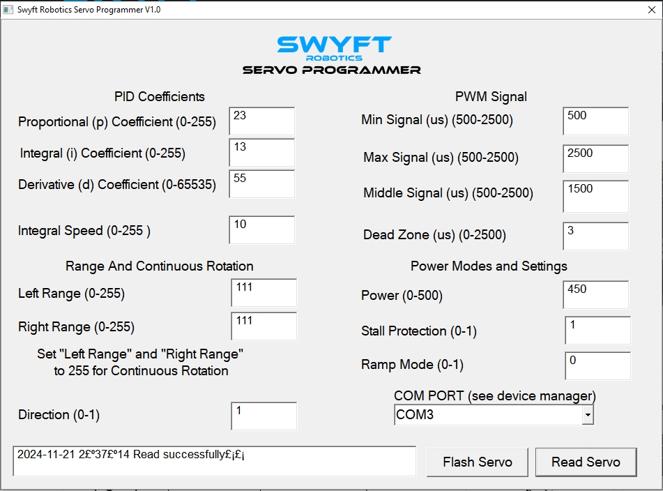 Swyft Servos